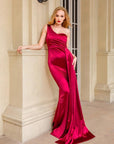 Heather One Shoulder Satin Evening Gown