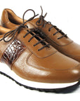 Paul Parkman Men's Cognac Floater Leather Sneakers (ID