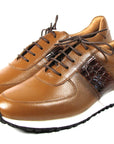 Paul Parkman Men's Cognac Floater Leather Sneakers (ID