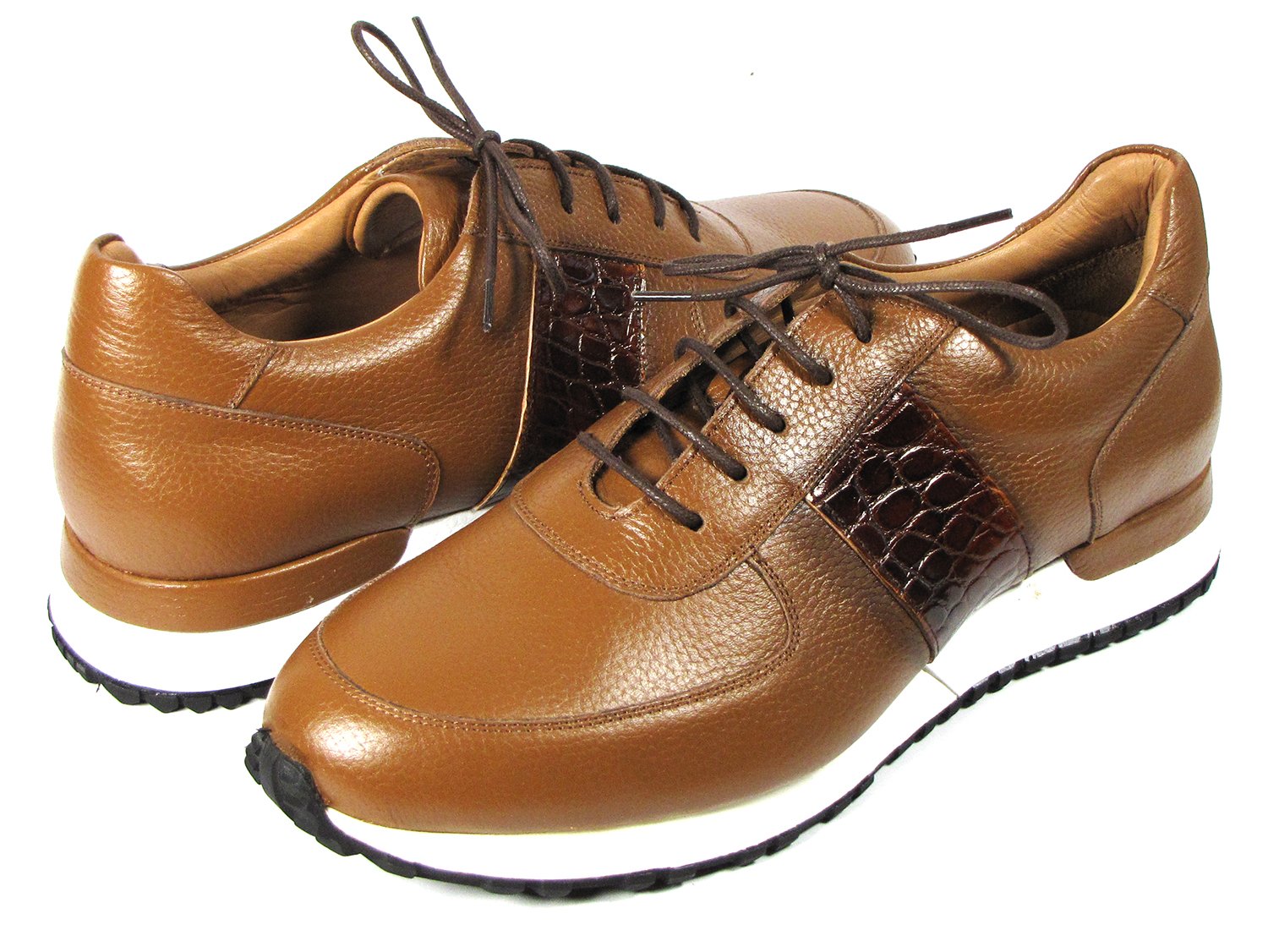 Paul Parkman Men's Cognac Floater Leather Sneakers (ID