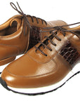 Paul Parkman Men's Cognac Floater Leather Sneakers (ID
