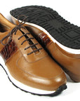 Paul Parkman Men's Cognac Floater Leather Sneakers (ID