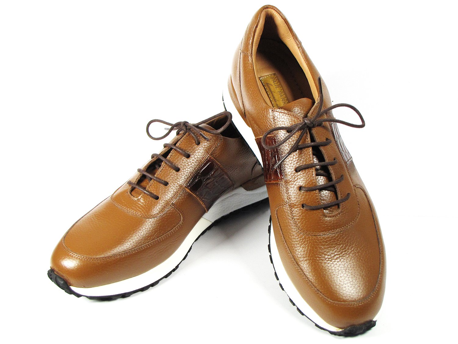 Paul Parkman Men's Cognac Floater Leather Sneakers (ID