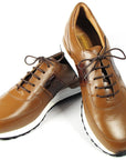 Paul Parkman Men's Cognac Floater Leather Sneakers (ID