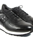 Paul Parkman Men's Black Floater Leather Sneakers (ID
