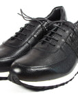 Paul Parkman Men's Black Floater Leather Sneakers (ID