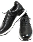 Paul Parkman Men's Black Floater Leather Sneakers (ID