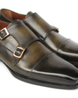 Paul Parkman Men's Goodyear Welted Double Monkstrap Shoes Green (ID