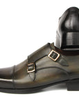 Paul Parkman Men's Goodyear Welted Double Monkstrap Shoes Green (ID