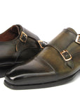 Paul Parkman Men's Goodyear Welted Double Monkstrap Shoes Green (ID