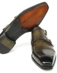Paul Parkman Men's Goodyear Welted Double Monkstrap Shoes Green (ID