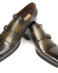 Paul Parkman Men's Goodyear Welted Double Monkstrap Shoes Green (ID