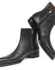 Paul Parkman Men's Black Floater Leather Side Zipper Boots (ID