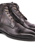Paul Parkman Men's Gray & Black Hand-Painted Cap Toe Boots (ID
