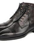 Paul Parkman Men's Gray & Black Hand-Painted Cap Toe Boots (ID