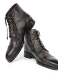 Paul Parkman Men's Gray & Black Hand-Painted Cap Toe Boots (ID