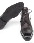 Paul Parkman Men's Gray & Black Hand-Painted Cap Toe Boots (ID