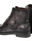 Paul Parkman Men's Gray & Black Hand-Painted Cap Toe Boots (ID