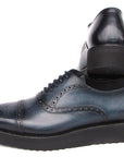 Paul Parkman Men's Smart Casual Cap Toe Oxford Shoes Navy Leather (ID