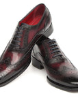 Paul Parkman Bordeaux Burnished Goodyear Welted Wingtip Oxford Shoes (ID