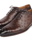 Paul Parkman Men's Brown Genuine Ostrich Oxford Shoes (ID