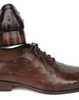 Paul Parkman Men's Brown Genuine Ostrich Oxford Shoes (ID
