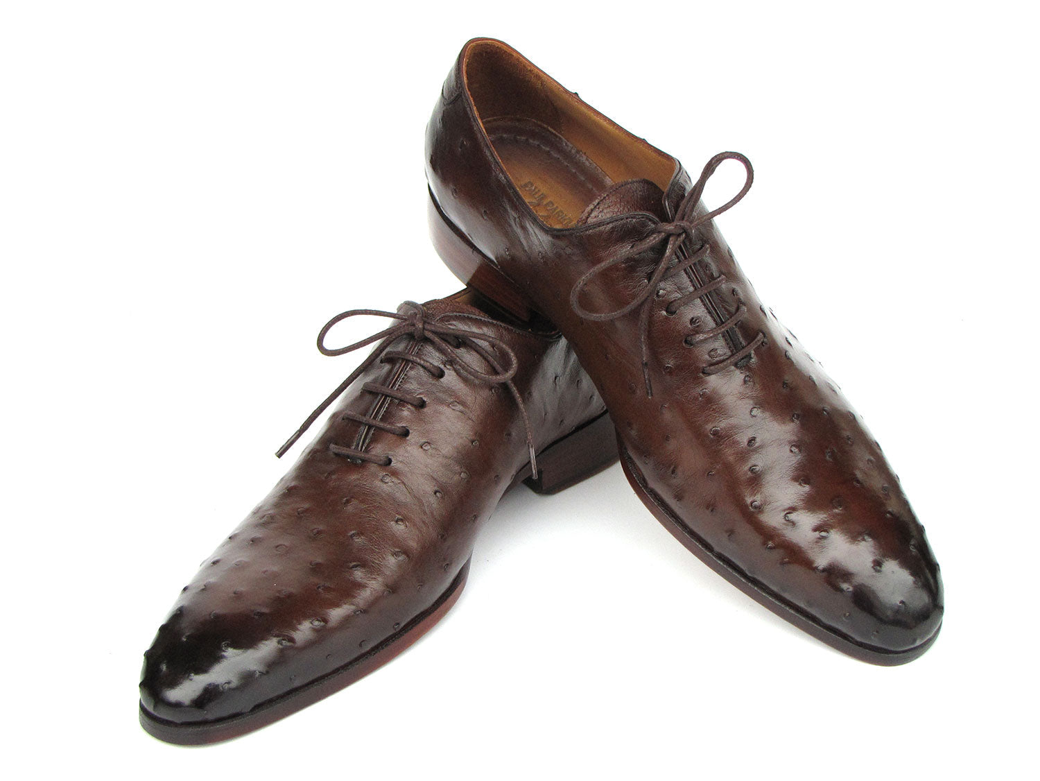 Paul Parkman Men's Brown Genuine Ostrich Oxford Shoes (ID