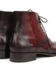 Paul Parkman Men's Bordeaux Burnished Leather Goodyear Welted Wingtip Boots (ID