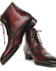 Paul Parkman Men's Bordeaux Burnished Leather Goodyear Welted Wingtip Boots (ID
