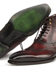 Paul Parkman Men's Bordeaux Burnished Leather Goodyear Welted Wingtip Boots (ID