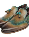 Paul Parkman Men's Tassel Loafers Olive & Green Patina (ID