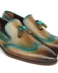 Paul Parkman Men's Tassel Loafers Olive & Green Patina (ID