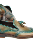 Paul Parkman Men's Tassel Loafers Olive & Green Patina (ID