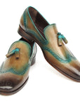 Paul Parkman Men's Tassel Loafers Olive & Green Patina (ID