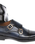 Paul Parkman Men's Goodyear Welted Double Monkstrap Shoes Navy (ID
