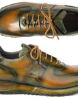 Paul Parkman Men's Olive Green Hand-Painted Sneakers (ID
