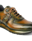 Paul Parkman Men's Olive Green Hand-Painted Sneakers (ID