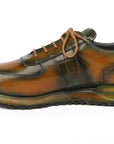 Paul Parkman Men's Olive Green Hand-Painted Sneakers (ID