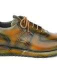 Paul Parkman Men's Olive Green Hand-Painted Sneakers (ID