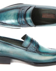Paul Parkman Men's Turquoise Patina Handmade Loafers (ID
