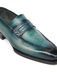 Paul Parkman Men's Turquoise Patina Handmade Loafers (ID