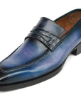 Paul Parkman Men's Blue Patina Handmade Loafers (ID