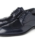 Paul Parkman Navy Polished Leather Wingtip Brogues (ID
