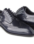 Paul Parkman Navy Polished Leather Wingtip Brogues (ID