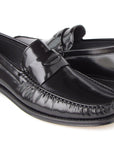 Paul Parkman Black Polished Leather Penny Loafers (ID