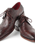Paul Parkman Men's Brown Genuine Ostrich Derby Shoes (ID