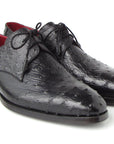 Paul Parkman Men's Black Genuine Ostrich Derby Shoes (ID
