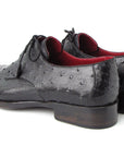 Paul Parkman Men's Black Genuine Ostrich Derby Shoes (ID