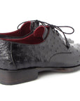 Paul Parkman Men's Black Genuine Ostrich Derby Shoes (ID
