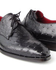 Paul Parkman Men's Black Genuine Ostrich Derby Shoes (ID